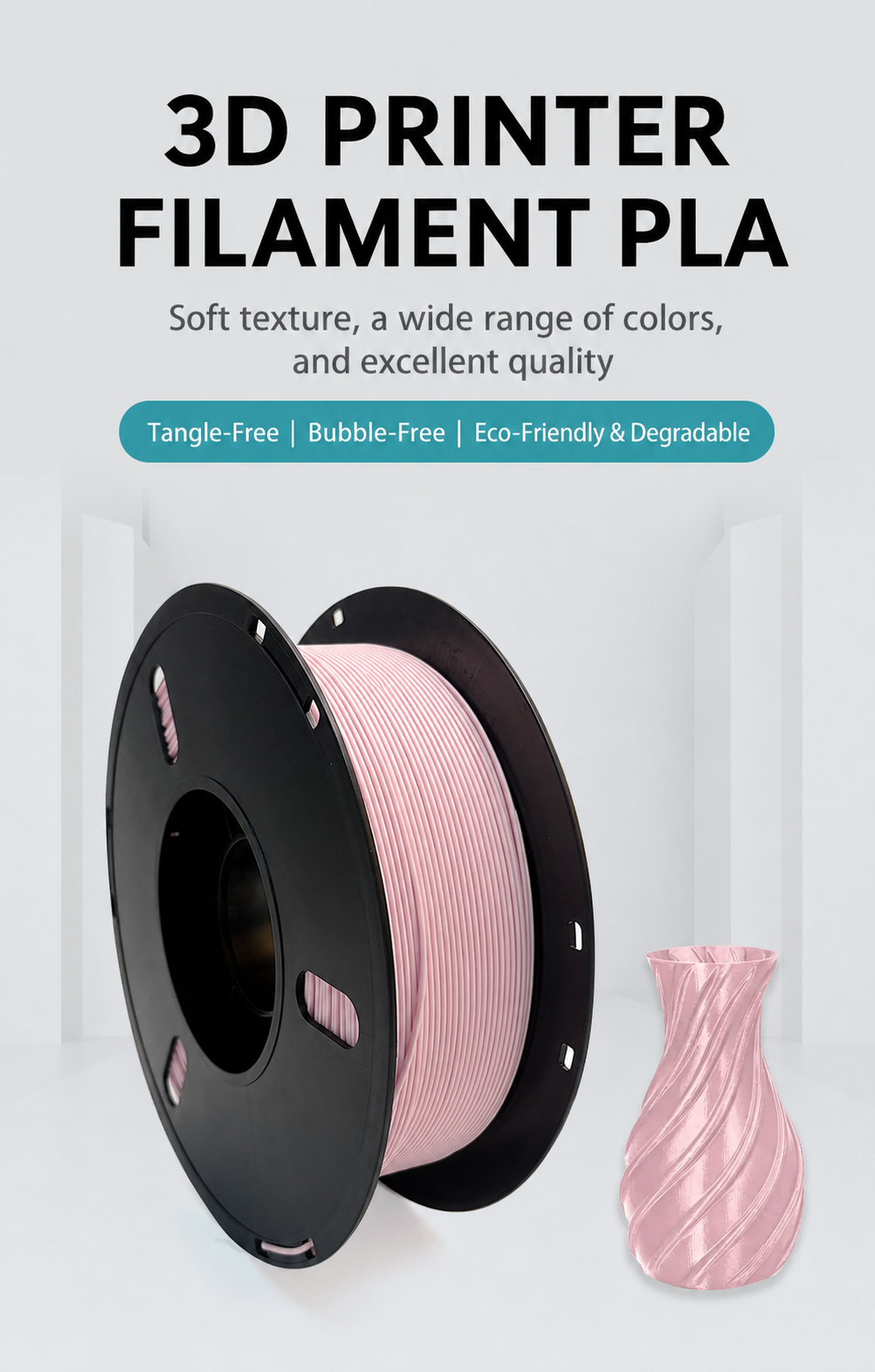 3D Printer Filament PLA - pink spool product shot